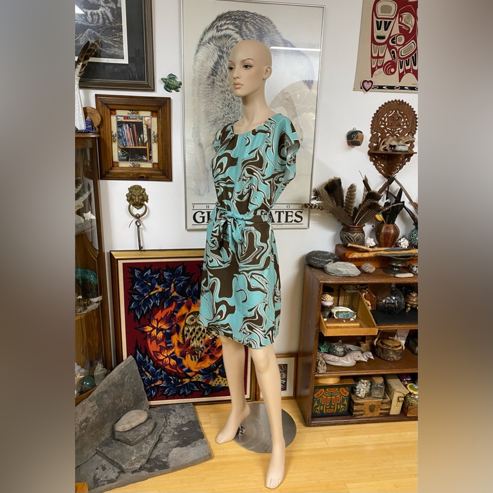 Aqua and Brown Marbled Swirls Dress
